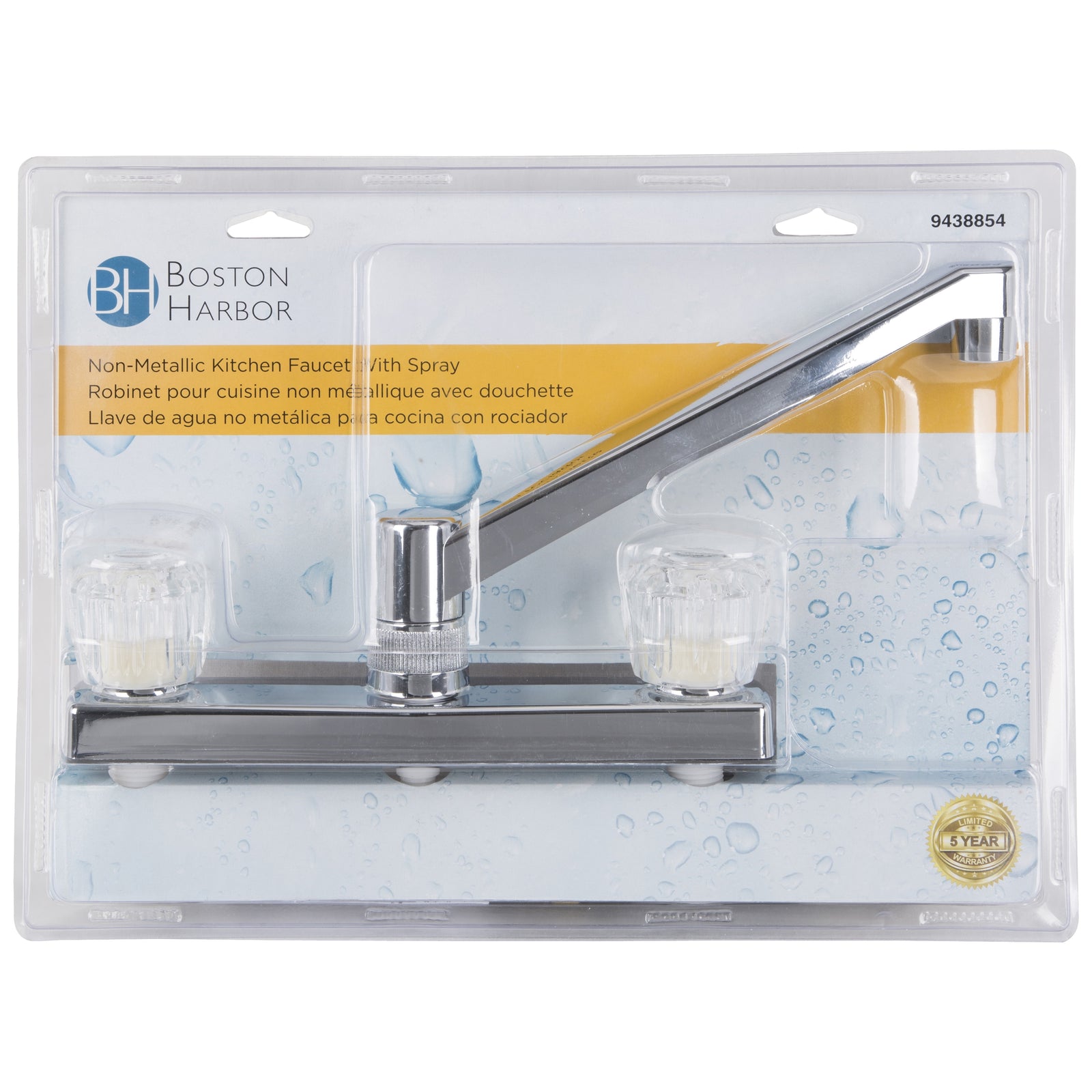 Boston Harbor PF8211A Kitchen Faucet, 1.8 gpm, 2-Faucet Handle, ABS, Chrome Plated, Knob Handle