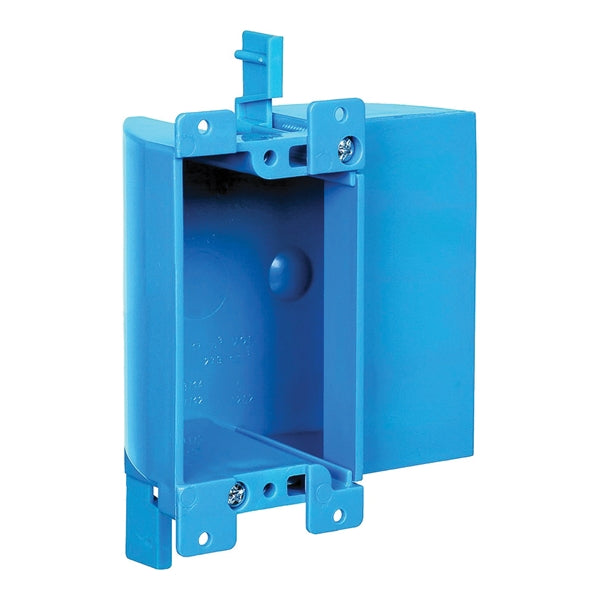 Carlon B117RSW Outlet Box, 1 -Gang, PVC, Blue, Clamp Mounting