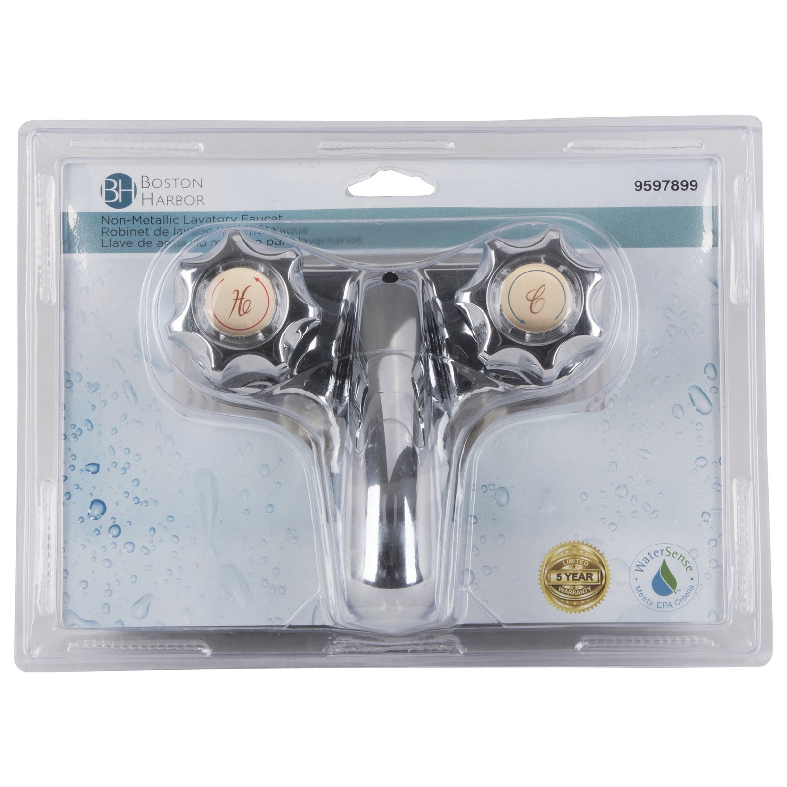 Boston Harbor PF4201RC Lavatory Faucet, 1.5 gpm, 2-Faucet Handle, ABS, Chrome Plated, Round Handle