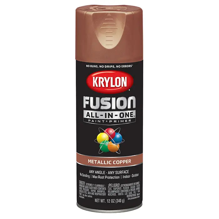 Krylon Fusion K02786007 Primer and Spray Paint, Copper, 12 oz, Aerosol Can