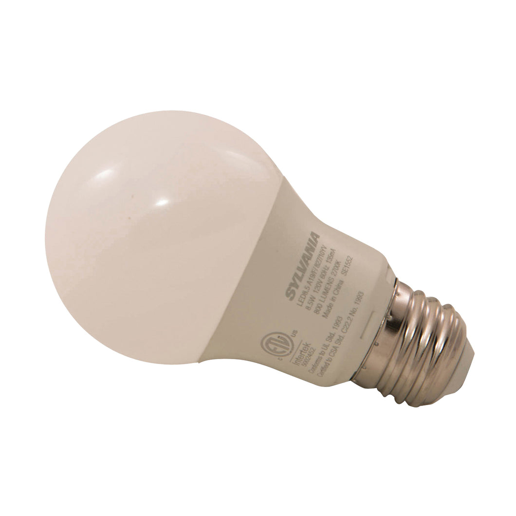 Sylvania 73885 LED Bulb, General Purpose, A19 Lamp, 60 W Equivalent, E26 Lamp Base, Frosted, Warm White Light