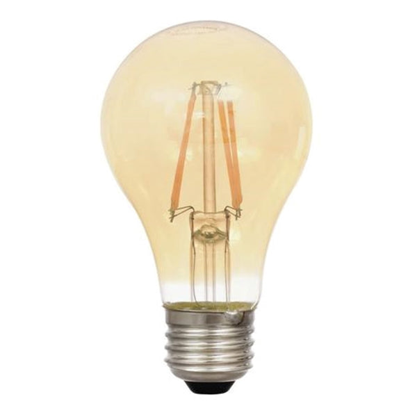 Sylvania 75349 Ultra LED Bulb, Decorative, A19 Lamp, 60 W Equivalent, E26 Lamp Base, Dimmable, Amber, 2200 K Color Temp