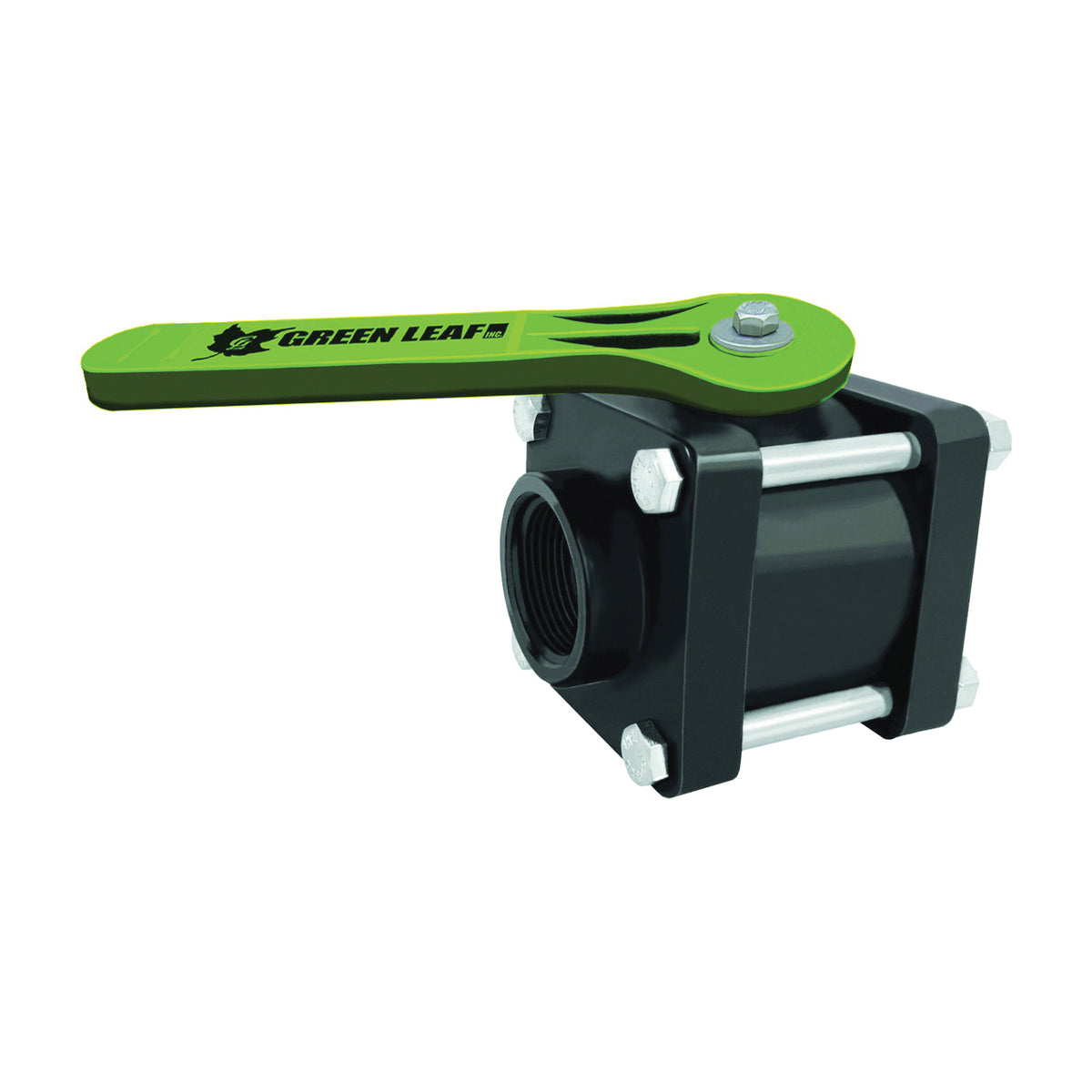 GREEN LEAF V150FP Ball Valve, 1-1/2 in Connection, Female NPT, 150 psi Pressure, Manual Actuator, Polypropylene Body