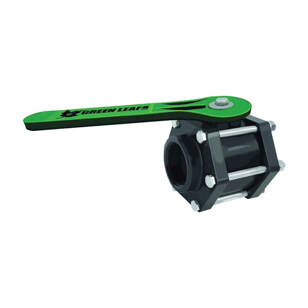 GREEN LEAF V300FP Ball Valve, 3 in Connection, Female NPT, 100 psi Pressure, Manual Actuator, Polypropylene Body