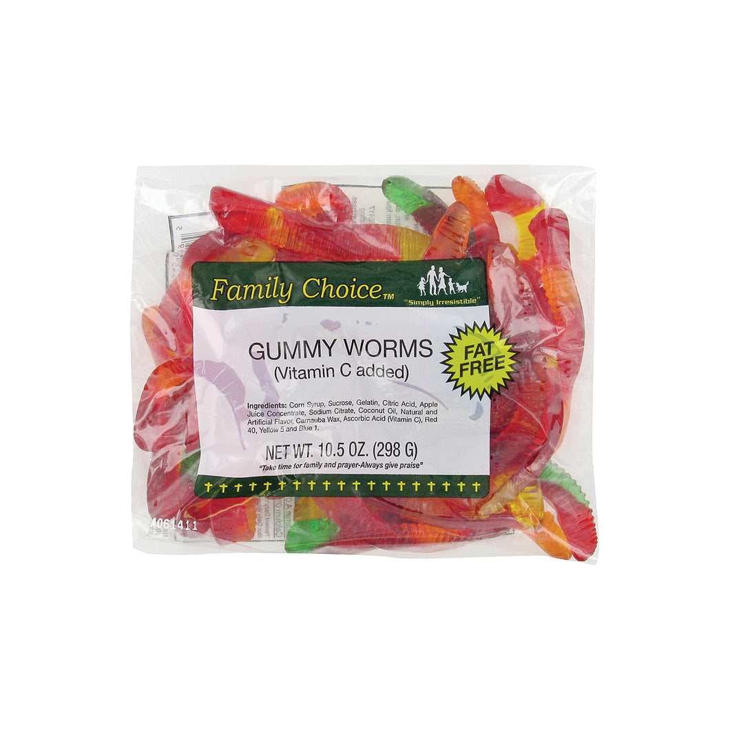 Family Choice 1119 Gummy Worm Candy, 8 oz