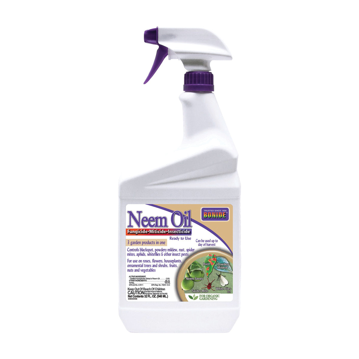 Bonide 022 Neem Oil, Liquid, Spray Application, 1 qt