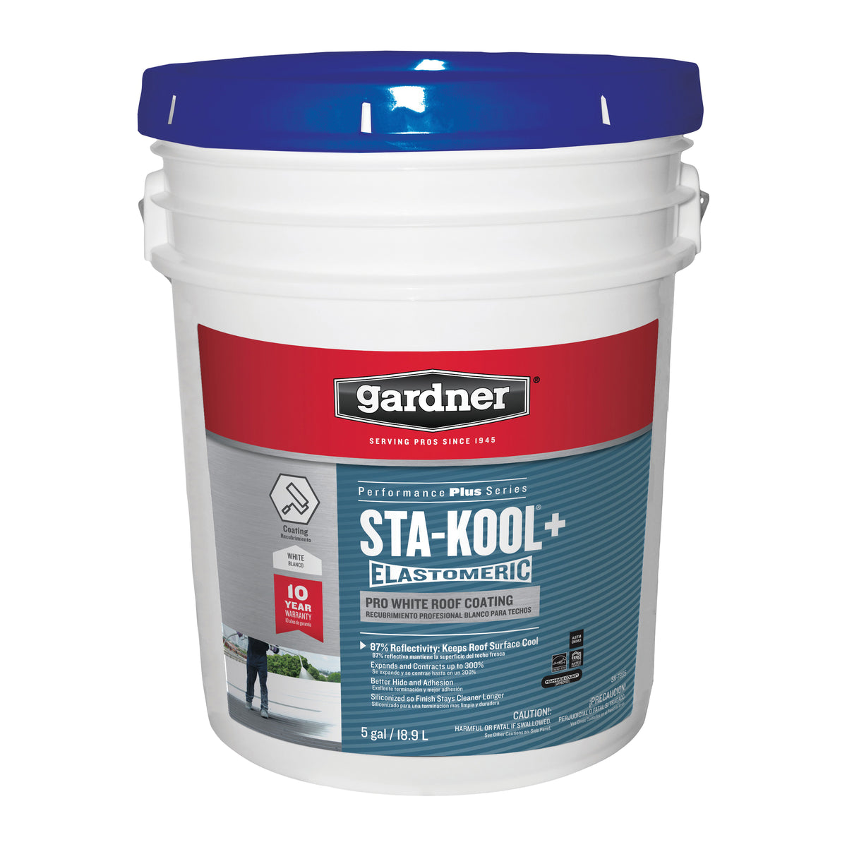 Gardner SK-7805 Elastomeric Roof Coating, White, 18 L Pail, Liquid