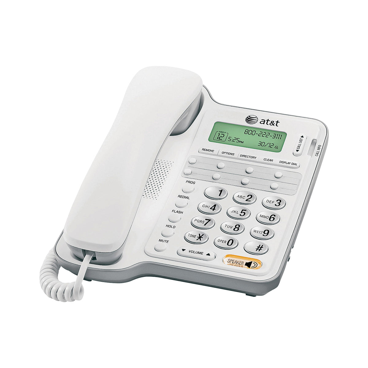 Vtech AT2909/CL2909 Corded Speaker Phone, 65 Name Input, Digital Display, Gray/White