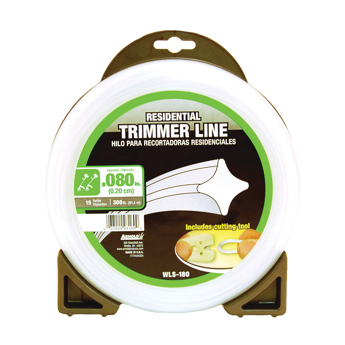 ARNOLD WLS-180 Trimmer Line, 0.080 in Dia, 300 ft L, Nylon