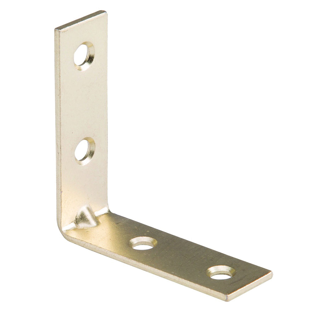Prosource CB-S02-C4PS Corner Brace, 2 in L, 2 in W, 5/8 in H, Steel, Bright Brass, 1.8 mm Thick Material