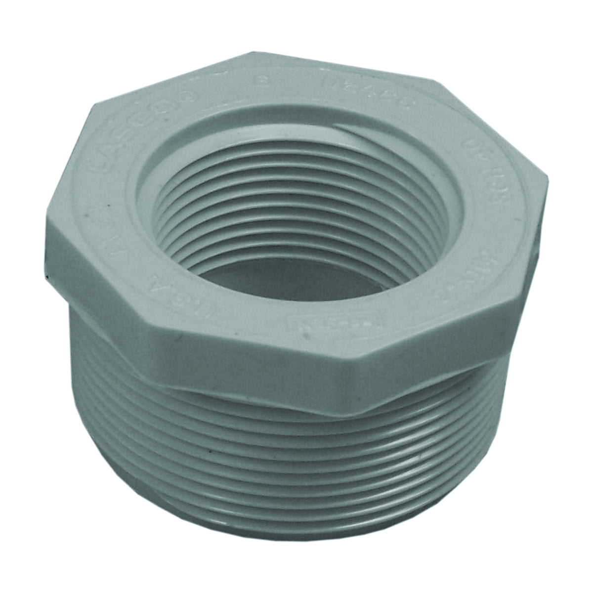 GENOVA 300 Series 34324 Reducing Bushing, 2 x 1-1/4 in, MIP x FIP, White, SCH 40 Schedule