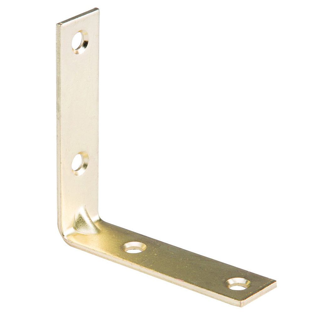 Prosource CB-S025-C4PS Corner Brace, 2-1/2 in L, 2-1/2 in W, 5/8 in H, Steel, Bright Brass, 2 mm Thick Material