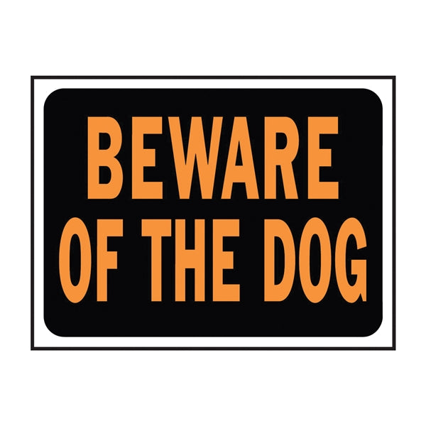 HY-KO Hy-Glo Series 3002 Identification Sign, Rectangular, BEWARE OF DOG, Fluorescent Orange Legend, Black Background