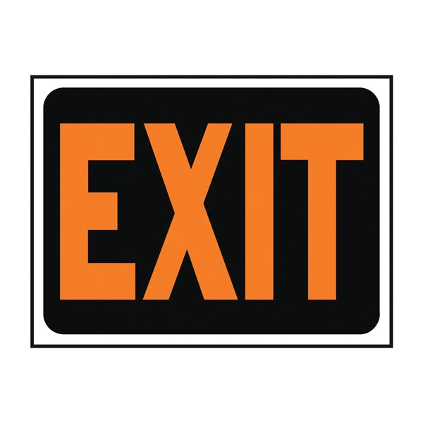 HY-KO Hy-Glo Series 3003 Identification Sign, Exit, Fluorescent Orange Legend, Plastic, 12 in W x 8-1/2 in H Dimensions