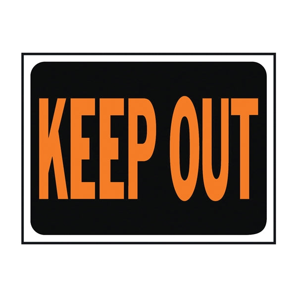 HY-KO Hy-Glo Series 3010 Identification Sign, Rectangular, KEEP OUT, Fluorescent Orange Legend, Black Background