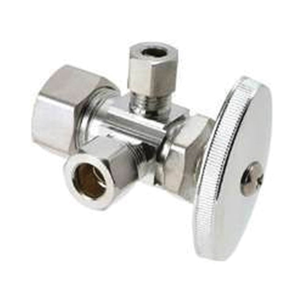 BrassCraft CR1900RX C1 Stop Valve, 1/2 x 3/8 x 1/4 in Connection, Compression, 125 psi Pressure, Brass Body