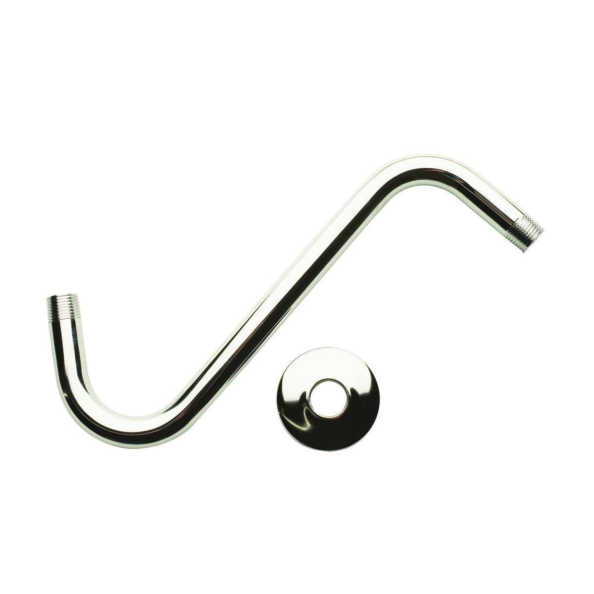 Plumb Pak PP825-19 Shower Arm with Flange, 1/2 in Connection, MIP, 8 in L, Brass, Chrome Plated, S