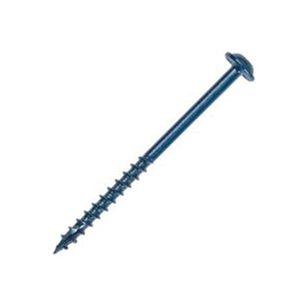 Kreg Blue-Kote SML-C125B-100 Pocket-Hole Screw, #8 Thread, 1-1/4 in L, Coarse Thread, Maxi-Loc Head, Square Drive, Steel