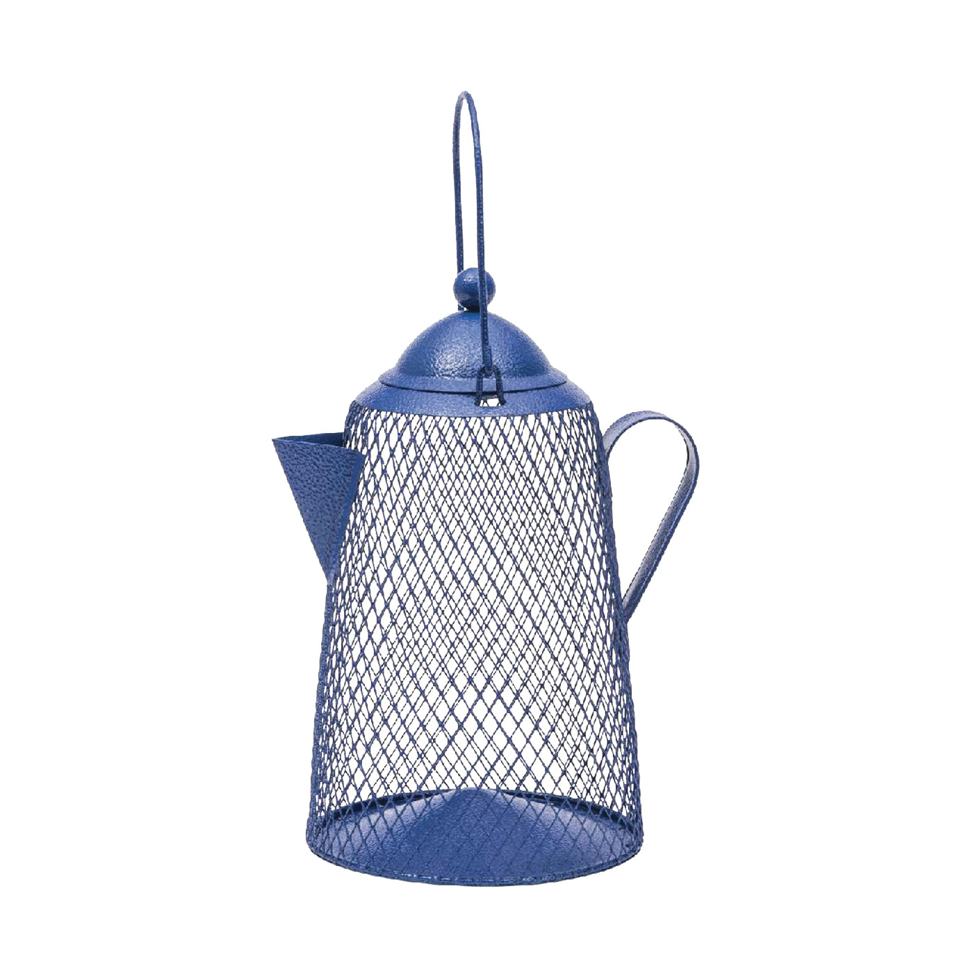 Perky-Pet CFE101 Coffee Pot Bird Feeder, Diamond Mesh, 2 lb, Metal, Blue, 11 in H
