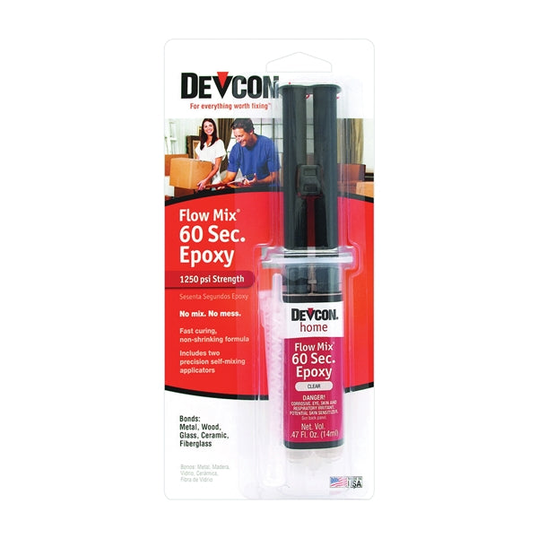 Devcon 21445 Epoxy Adhesive, Clear, Liquid, 0.47 oz Syringe
