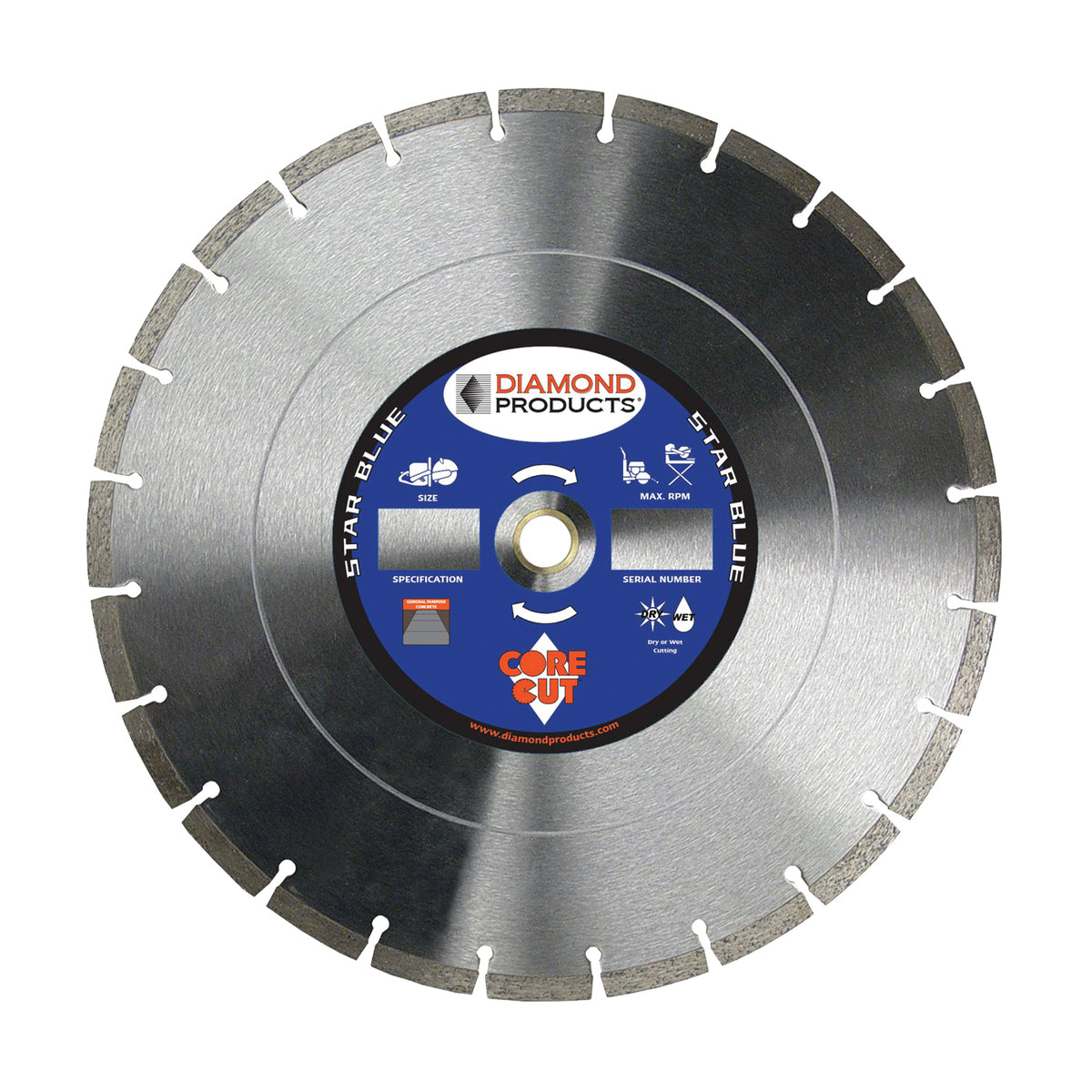 DIAMOND PRODUCTS 85261 Circular Saw Blade, 14 in Dia, Universal Arbor, Diamond Cutting Edge