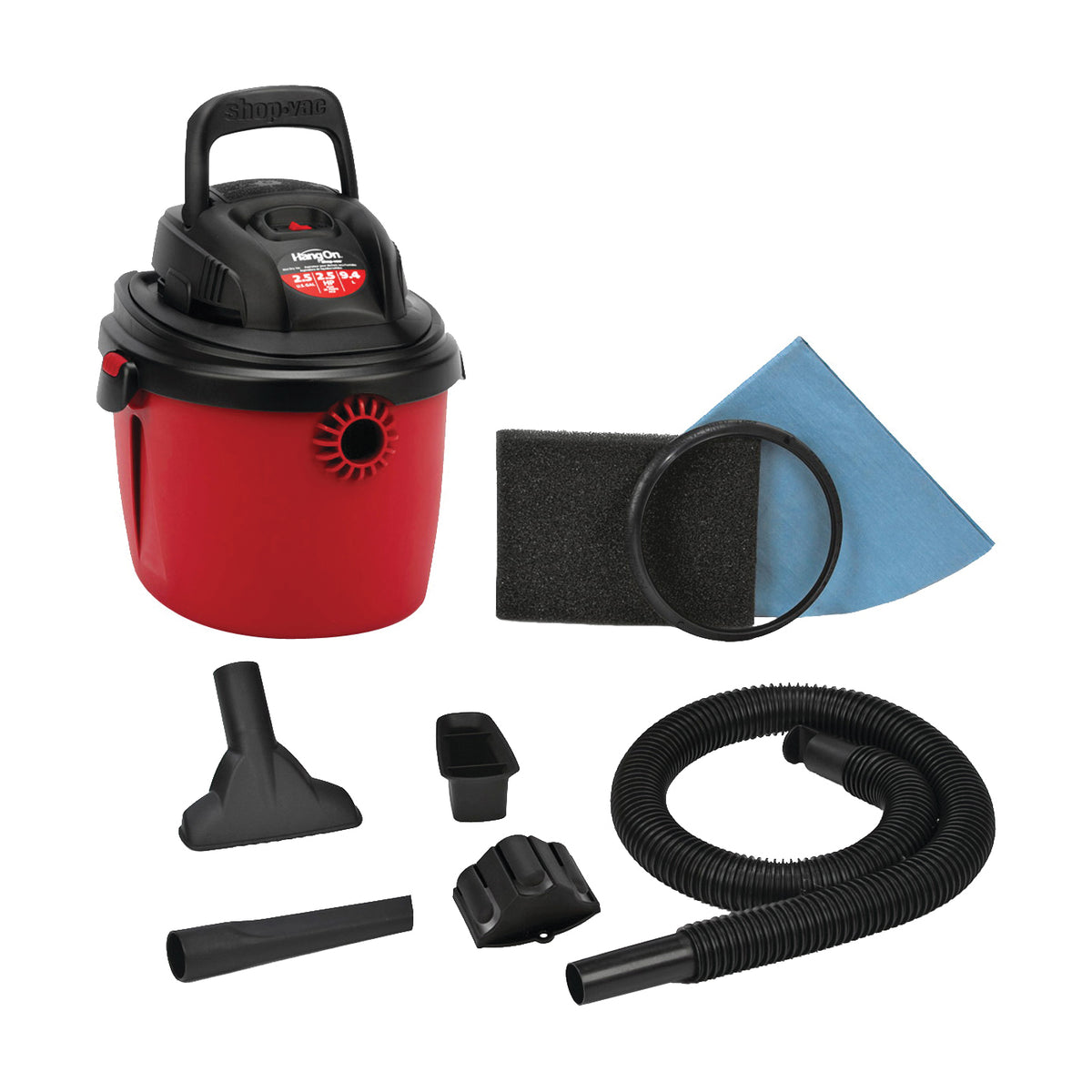 Shop-Vac HangOn 2036000 Wet and Dry Vacuum, 2.5 gal Vacuum, Foam Sleeve Filter, 120 V