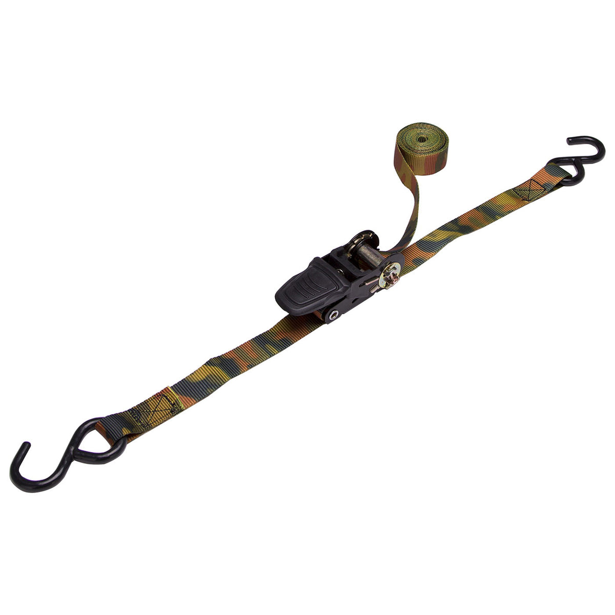 ProSource FH64052-CAMO Tie-Down, 4-Pk, 1 in W, 10 ft L, Polyester Webbing, Metal Ratchet, Camouflage, 400 lb