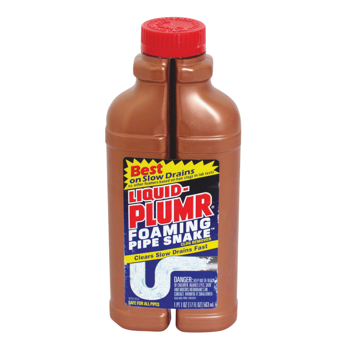 Liquid-Plumr 00216 Clog Remover, Liquid, Pale Yellow, Bleach, 17 oz Bottle