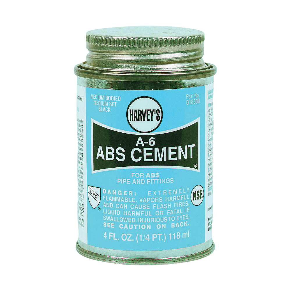 Harvey A-6 Series 018500-24 Solvent Cement, Liquid, Black, 4 oz Can
