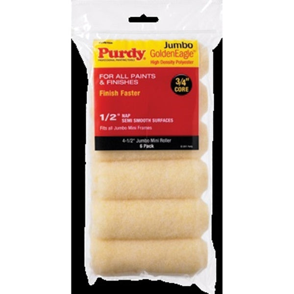 Purdy Golden Eagle 140605065 Roller Cover, 3/4 in Thick Nap, 6-1/2 in L, Polyester Cover