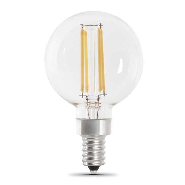 Feit Electric BPG1660/927CA/FIL/2 LED Lamp, Globe, G16-1/2 Lamp, 60 W Equivalent, E12 Lamp Base, Dimmable