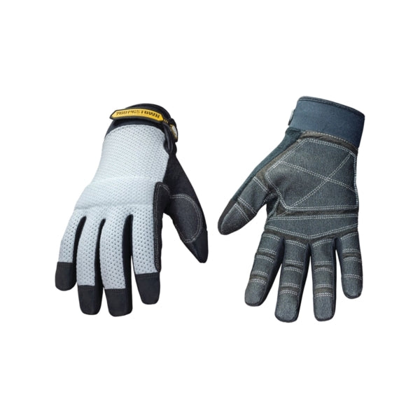 Youngstown Glove 04-3070-70-M All-Purpose, Heavy-Duty Work Gloves, Men's, M, Brow Wipe Thumb, Hook-and-Loop Cuff, Gray