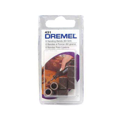 DREMEL 408 Sanding Band, 1/2 in Dia Drum, 1/8 in Dia Shank, 60 Grit, Coarse, Aluminum Oxide Abrasive