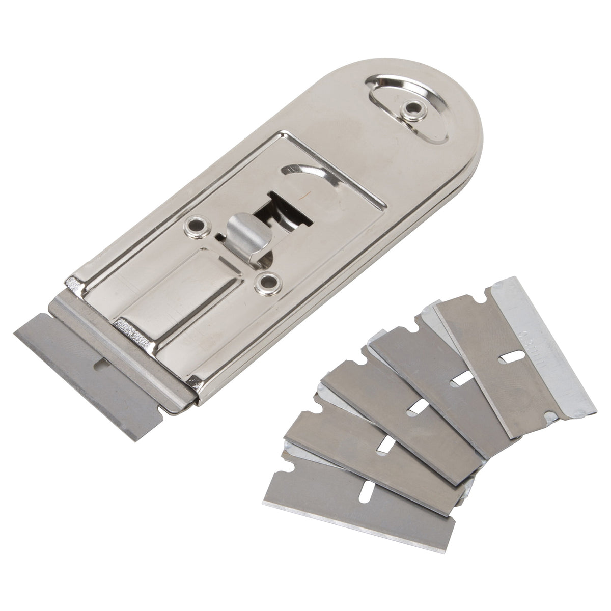 ProSource Safety Scraper, SK5 Steel Alloy Blade, Chrome Handle, 1-1/2 in L