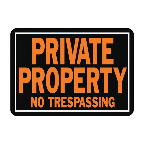 HY-KO Hy-Glo Series 848 Identification Sign, Rectangular, PRIVATE PROPERTY NO TRESPASSING, Fluorescent Orange Legend