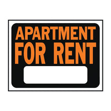Load image into Gallery viewer, HY-KO Hy-Glo Series 3001 Identification Sign, Rectangular, APARTMENT FOR RENT, Fluorescent Orange Legend, Plastic
