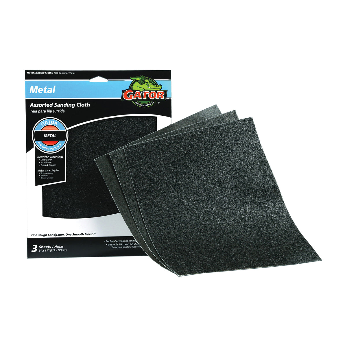 Gator 4447 Sanding Sheet, 11 in L, 9 in W, Emery Abrasive, Cloth Backing