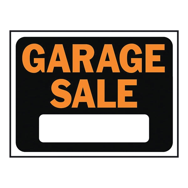 HY-KO Hy-Glo Series 3023 Identification Sign, Garage Sale, Fluorescent Orange Legend, Plastic