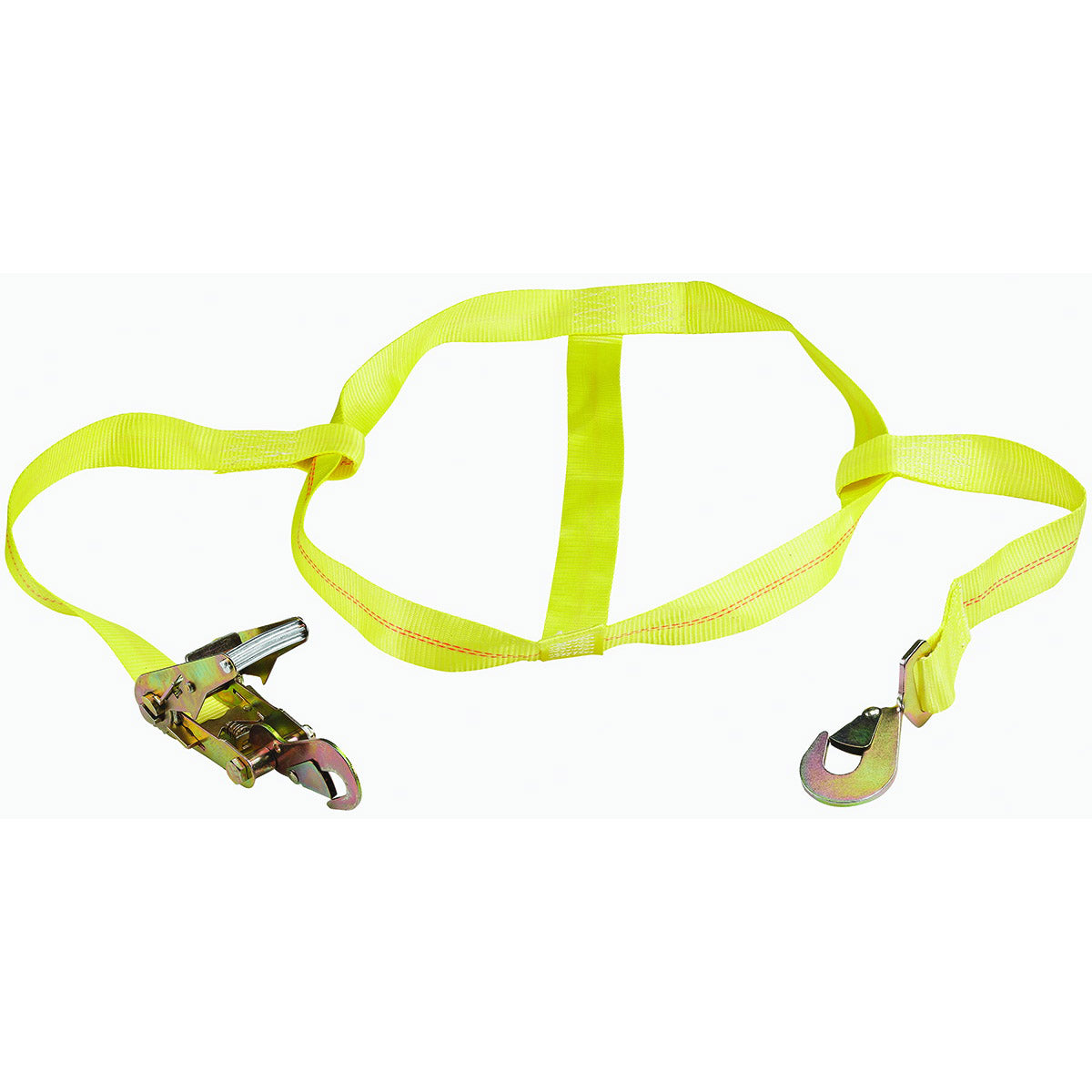 ProSource FH4016 Tie-Down, 2 in W, 14-7/8 in L, Polyester Webbing, Metal Ratchet, Yellow, 3333 lb