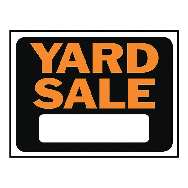 HY-KO Hy-Glo Series 3033 Identification Sign, Rectangular, YARD SALE, Fluorescent Orange Legend, Black Background