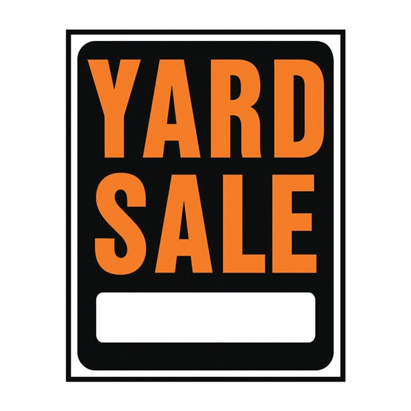 HY-KO Hy-Glo Series SP-111 Jumbo Identification Sign, YARD SALE, Fluorescent Orange Legend, Plastic