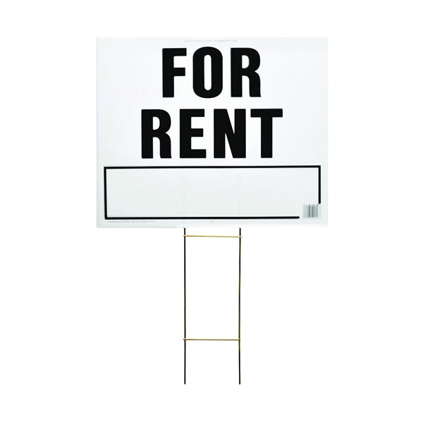 HY-KO LFR-4 Lawn Sign, Rectangular, FOR RENT, Black Legend, White Background, Plastic, 24 in W x 19 in H Dimensions