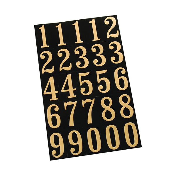 HY-KO MM-3N Packaged Number Set, 1-3/4 in H Character, Gold Character, Black Background, Mylar