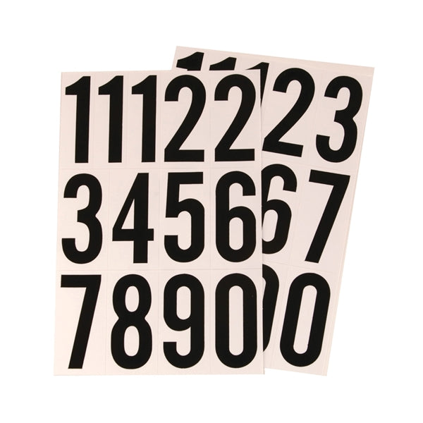 HY-KO MM-4N Packaged Number Set, 3 in H Character, Black Character, White Background, Vinyl