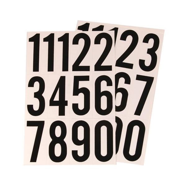 HY-KO MM-4N Packaged Number Set, 3 in H Character, Black Character, White Background, Vinyl