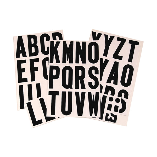 HY-KO MM-4L Packaged Letter Set, 3 in H Character, Black Character, White Background, Vinyl