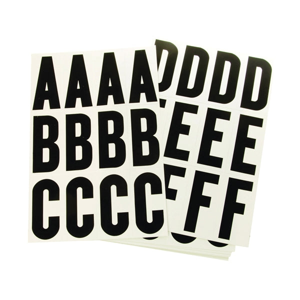 HY-KO MM-144-B Packaged Number and Letter Set, 3 in H Character, Black Character, White Background, Vinyl