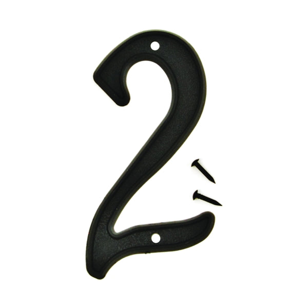 HY-KO PN-29/2 House Number, Character: 2, 4 in H Character, Black Character, Plastic