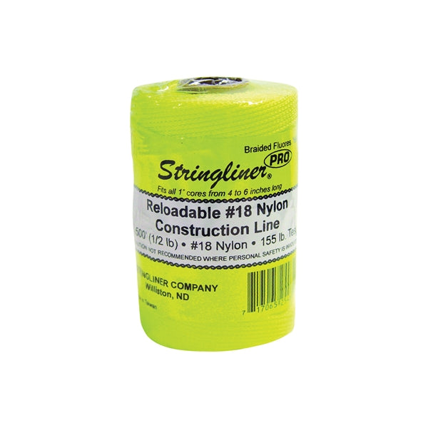 Stringliner Pro Series 35465 Construction Line, #18 Dia, 500 ft L, 165 lb Working Load, Nylon, Fluorescent Yellow