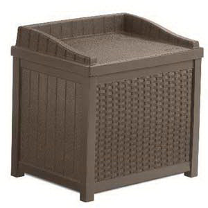 Suncast SSW1200 Wicker Storage Seat, 22-1/2 in W, 17-1/2 in D, 22-1/2 in H, Resin, Java
